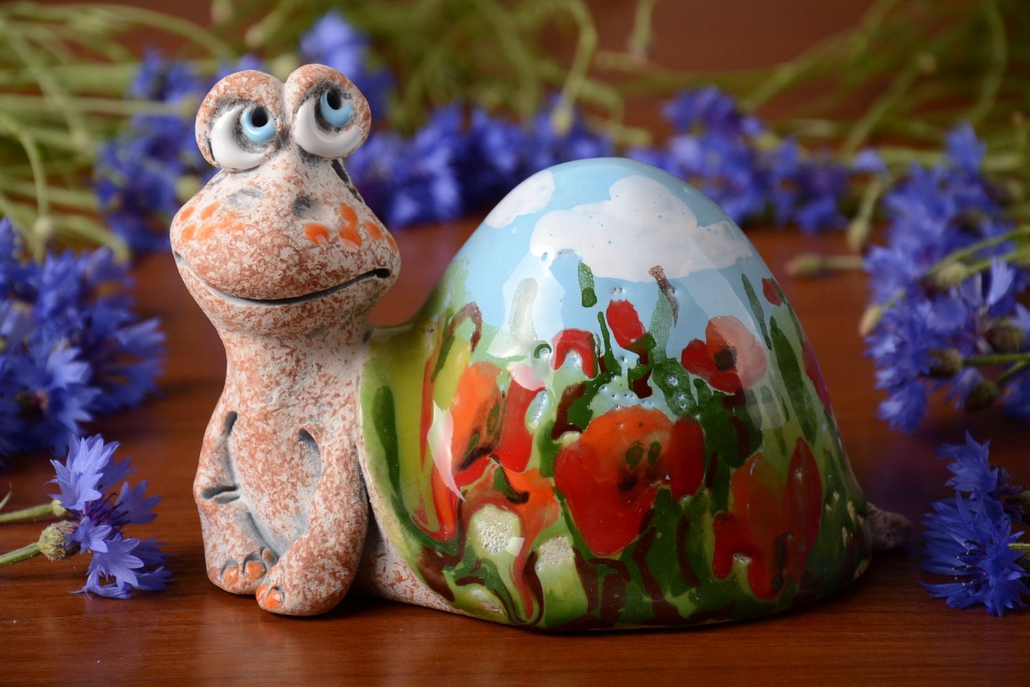 Unusual bright handmade designer semi porcelain money box hand made Snail photo 1
