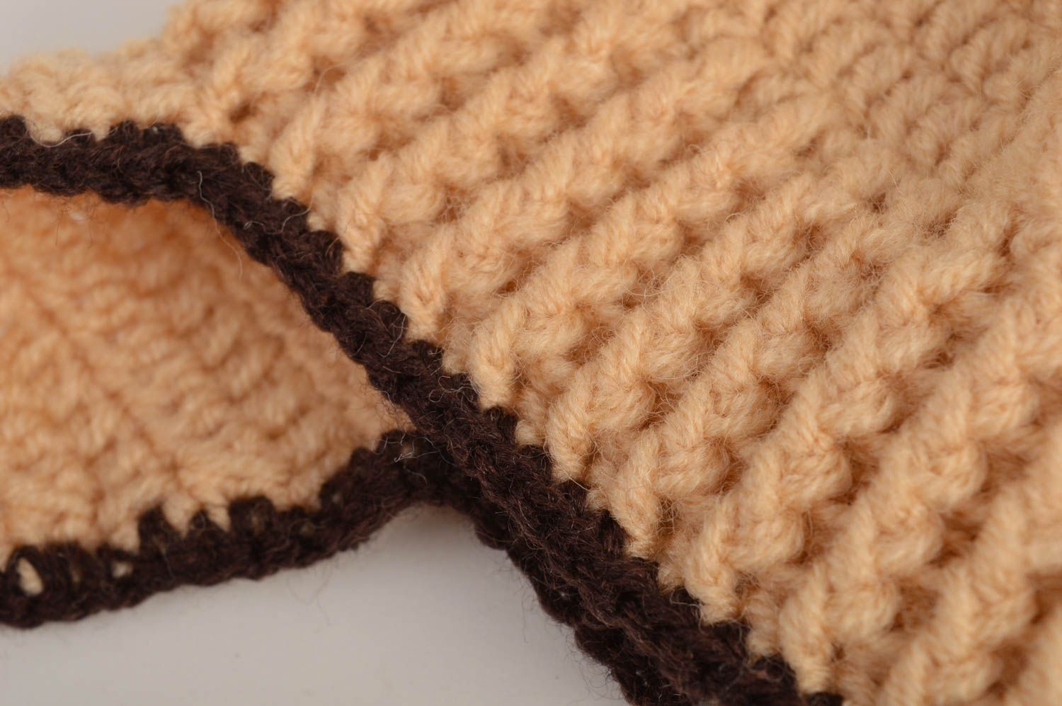 Bonnet tricot Chapeau fait main beige Vêtement enfant cadeau pour enfant photo 3