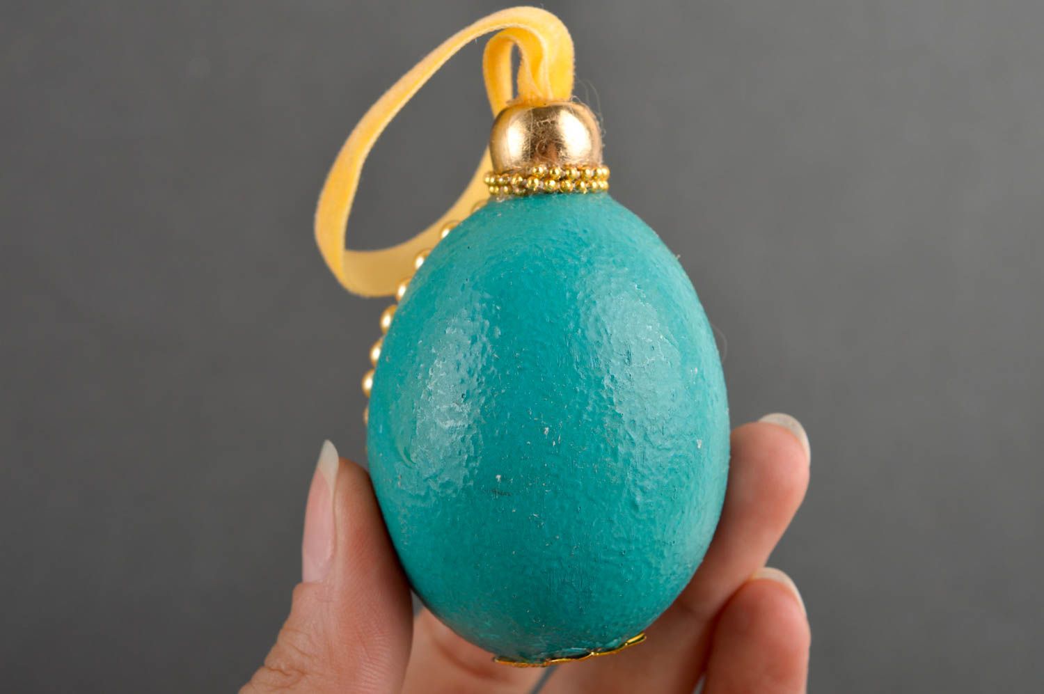 Handmade blue Easter souvenir stylish home decor beautiful decorative egg photo 4