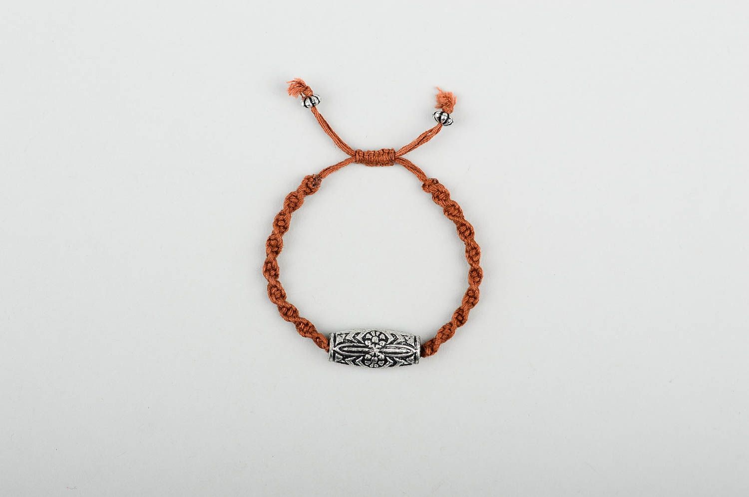 Handmade designer textile bracelet unusual brown bracelet female jewelry photo 1