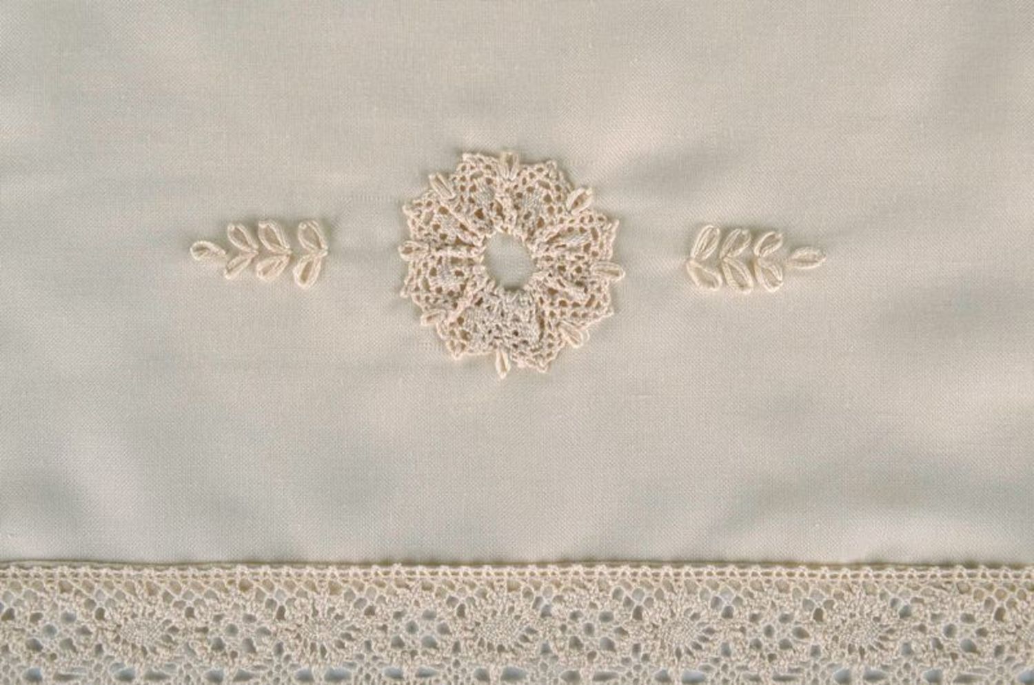 Decorative white napkin with lace photo 2
