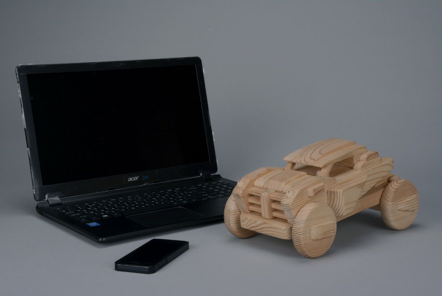 Little car made of wood photo 5