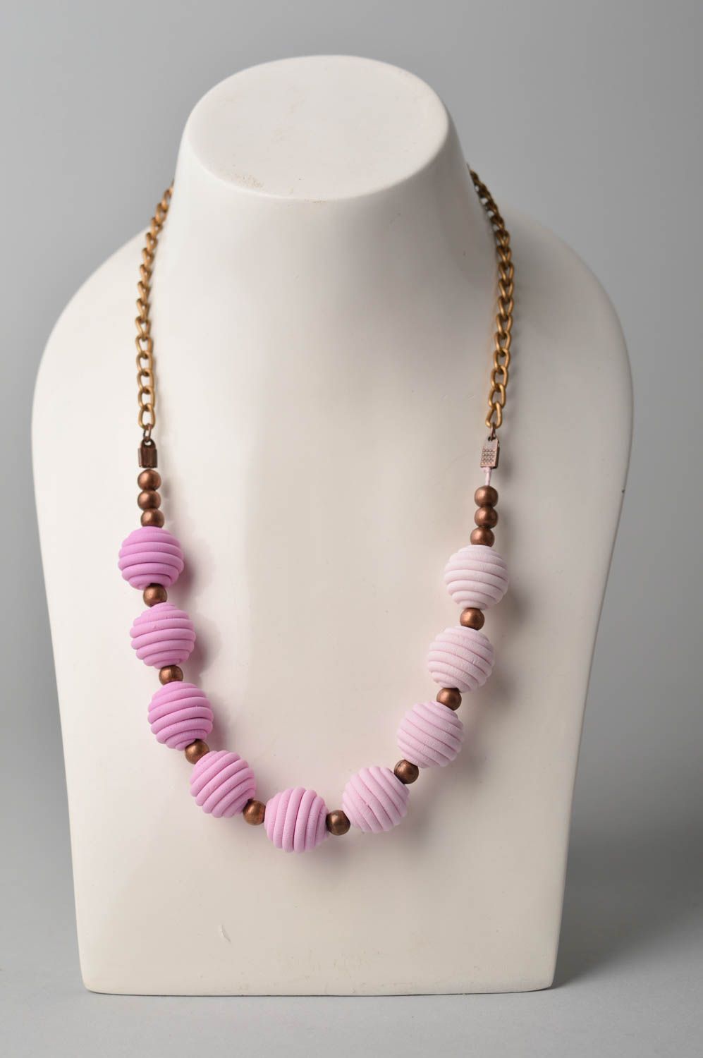 Beaded necklace handmade polymer clay accessories plastic jewelry chain necklace photo 1