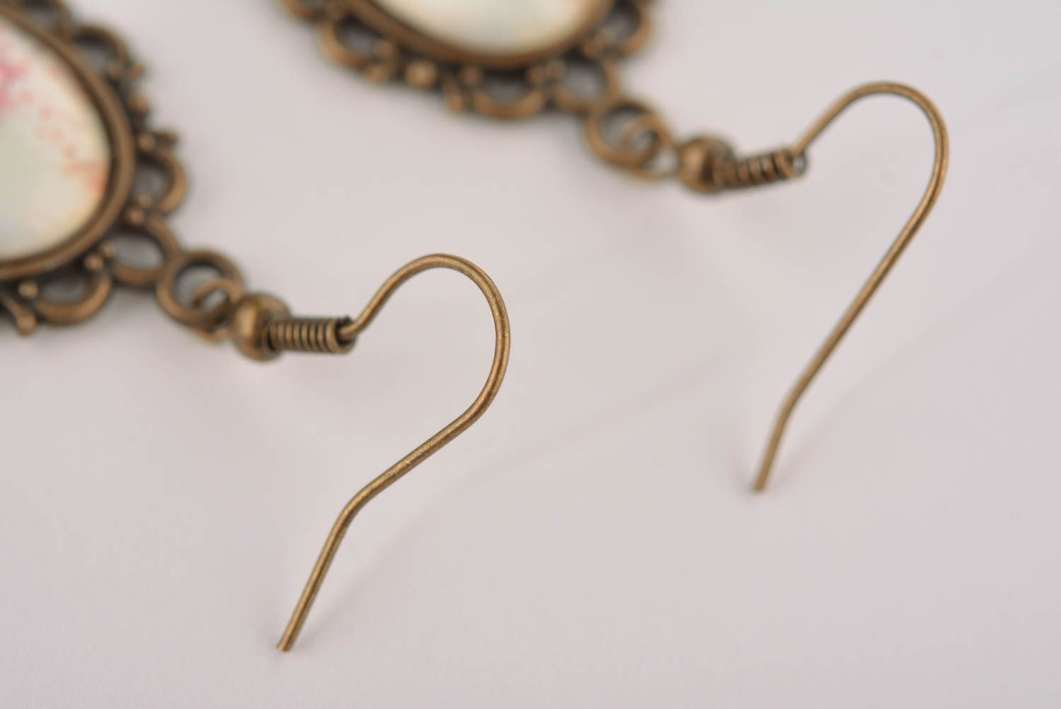 Unusual handmade metal earrings glass cabochon earrings metal jewelry designs photo 4