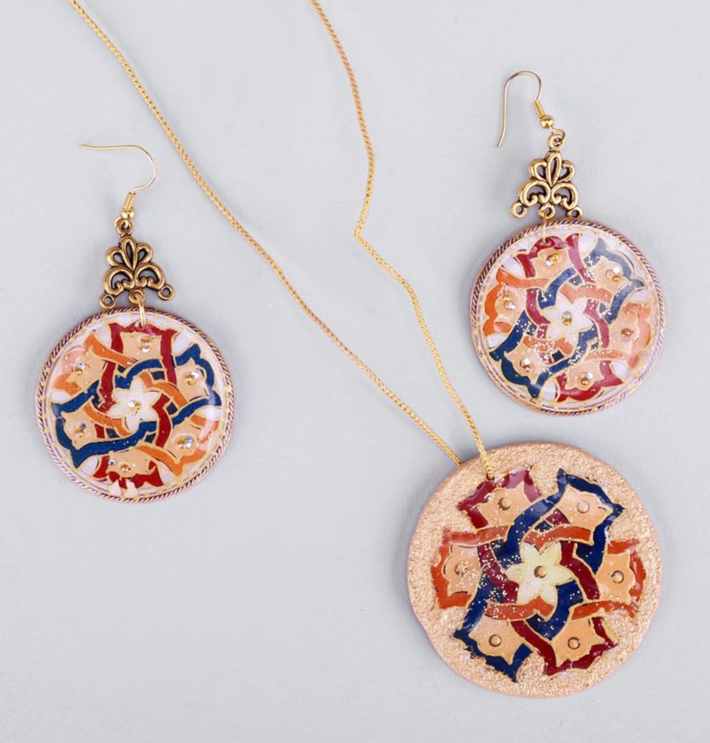 Jewelry set earrings and pendant Circle photo 1