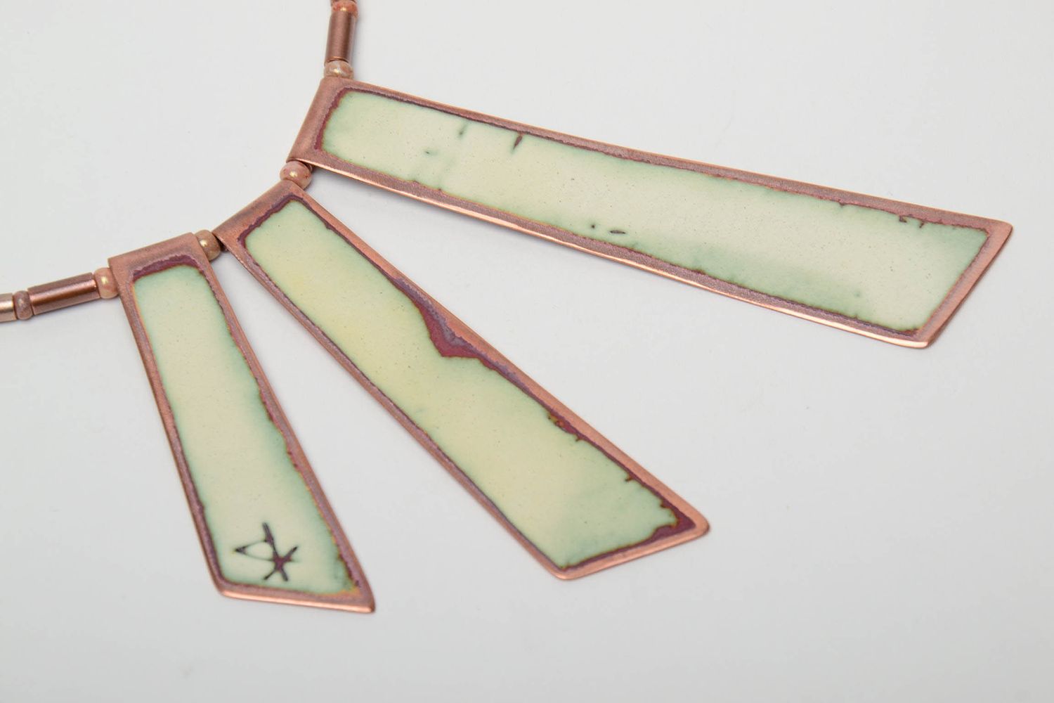 Copper necklace with enamel painting photo 5