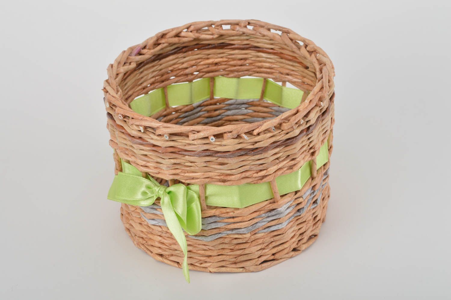 Handmade decorative paper basket woven newspaper basket home design gift ideas photo 5