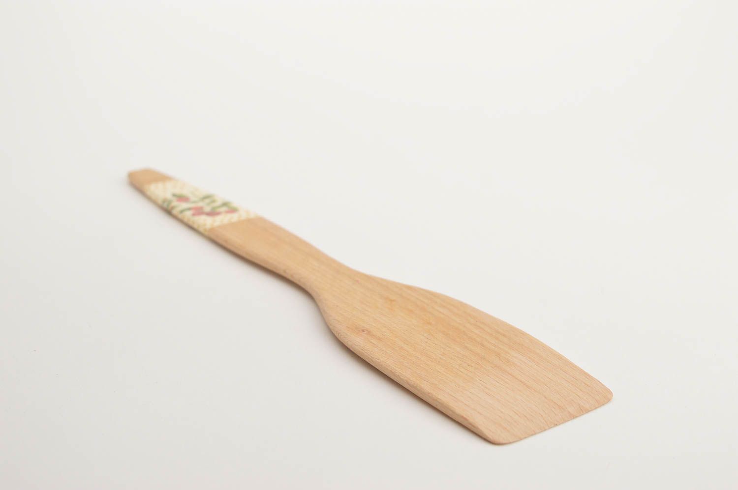 Plato artesanal y espátula de madera de decoupage utensilios de cocina  foto 3