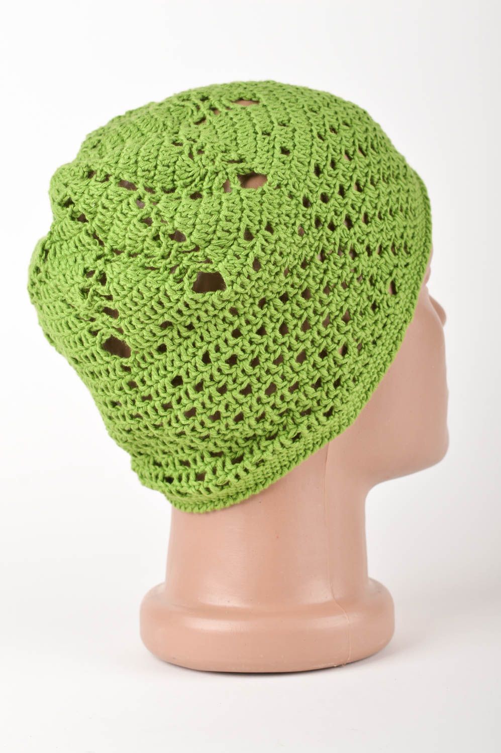 Bonnet tricot fait main Chapeau au crochet tricoté vert Vêtement enfant photo 5
