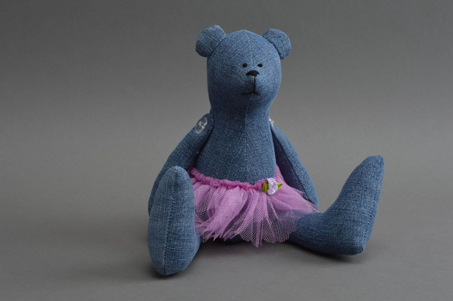 Peluche ours fait main Jouet pour enfant bleu en jean design Cadeau original photo 4