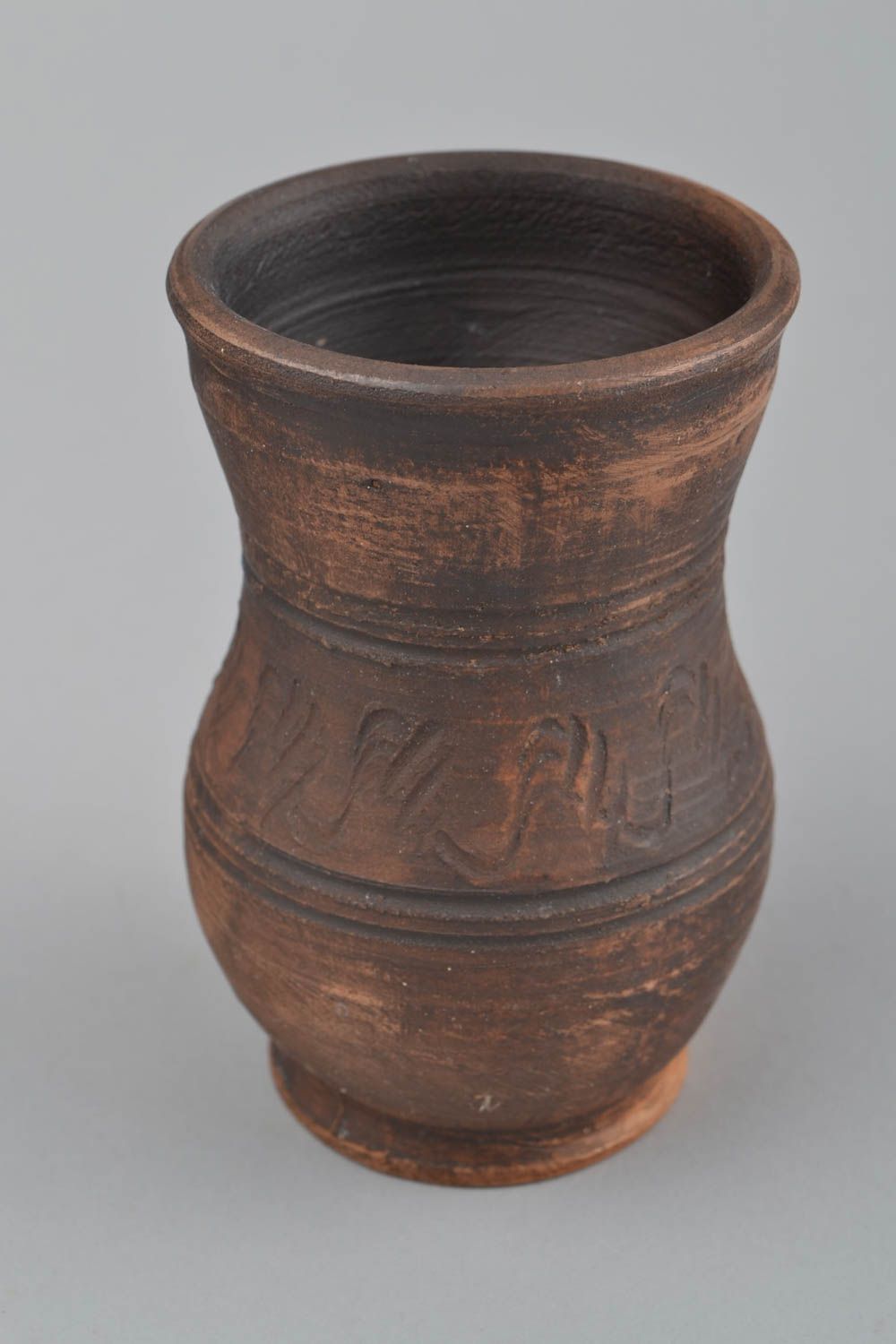 Vaso de arcilla artesanal de forma original bonito marrón de regalo 300 ml foto 3