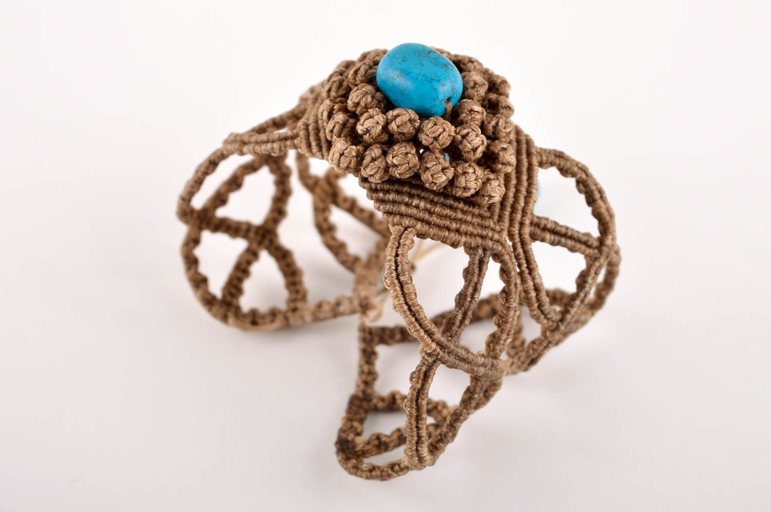 Модный браслет ручной работы браслет из ниток украшение с бирюзой авторское фото 2