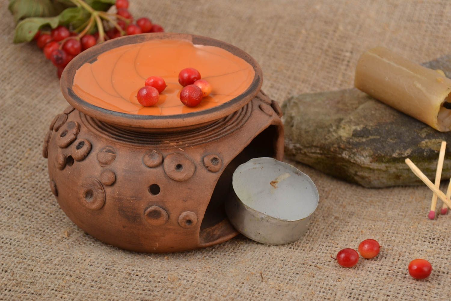 Handmade Deko Kerzenhalter Teelichthalter aus Ton Kerzenhalter Keramik exklusiv foto 1
