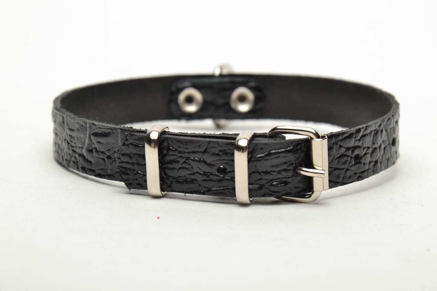 Thin leather dog collar photo 2