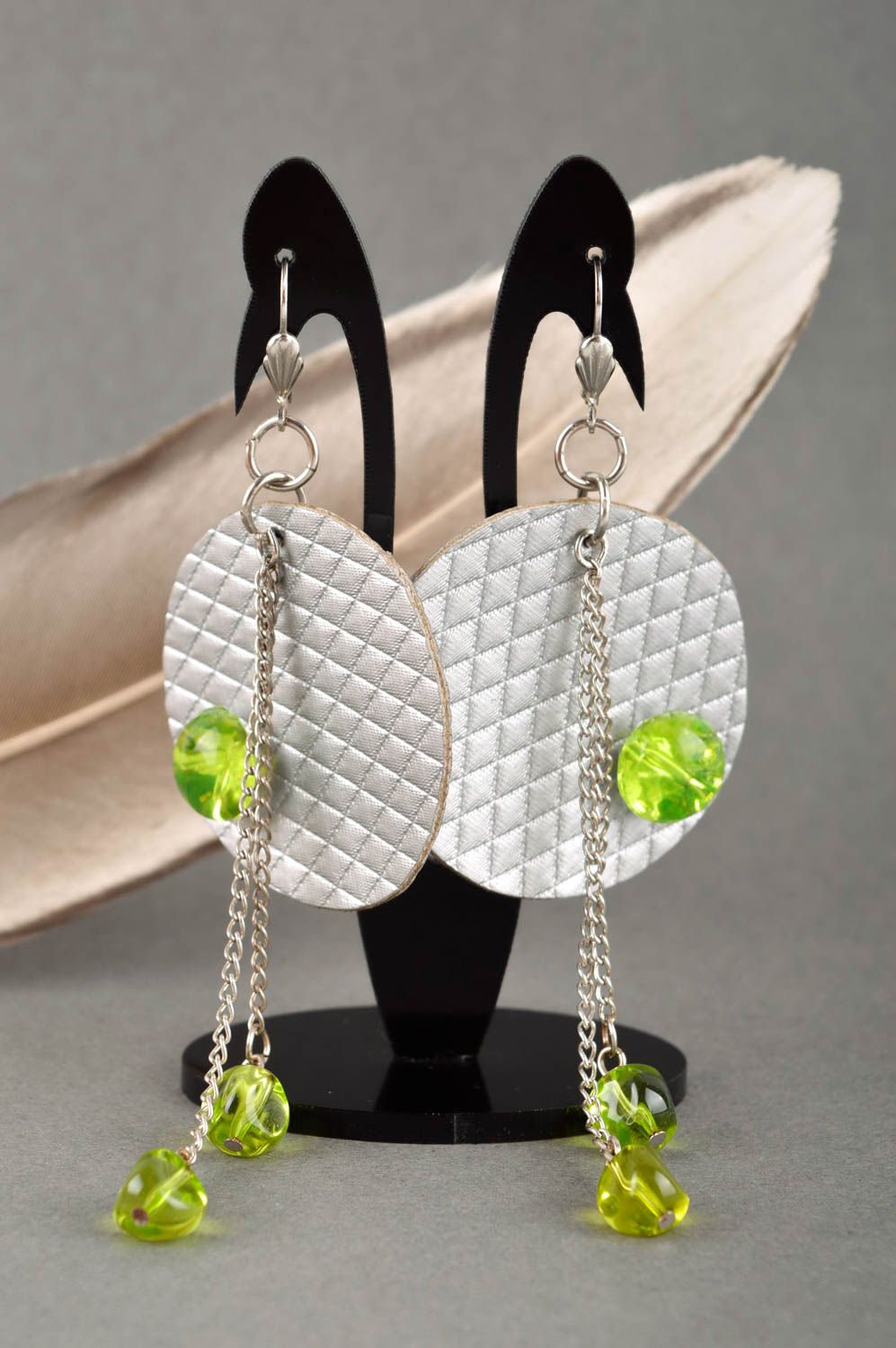 Handmade leather goods designer earrings long earrings fashion accessories photo 1
