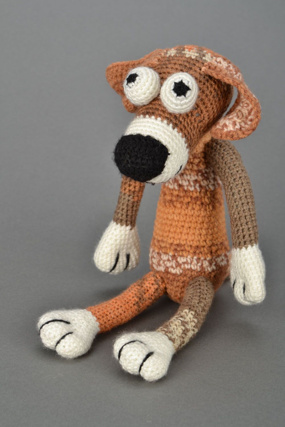 Jouet tricoté chien fait main photo 1