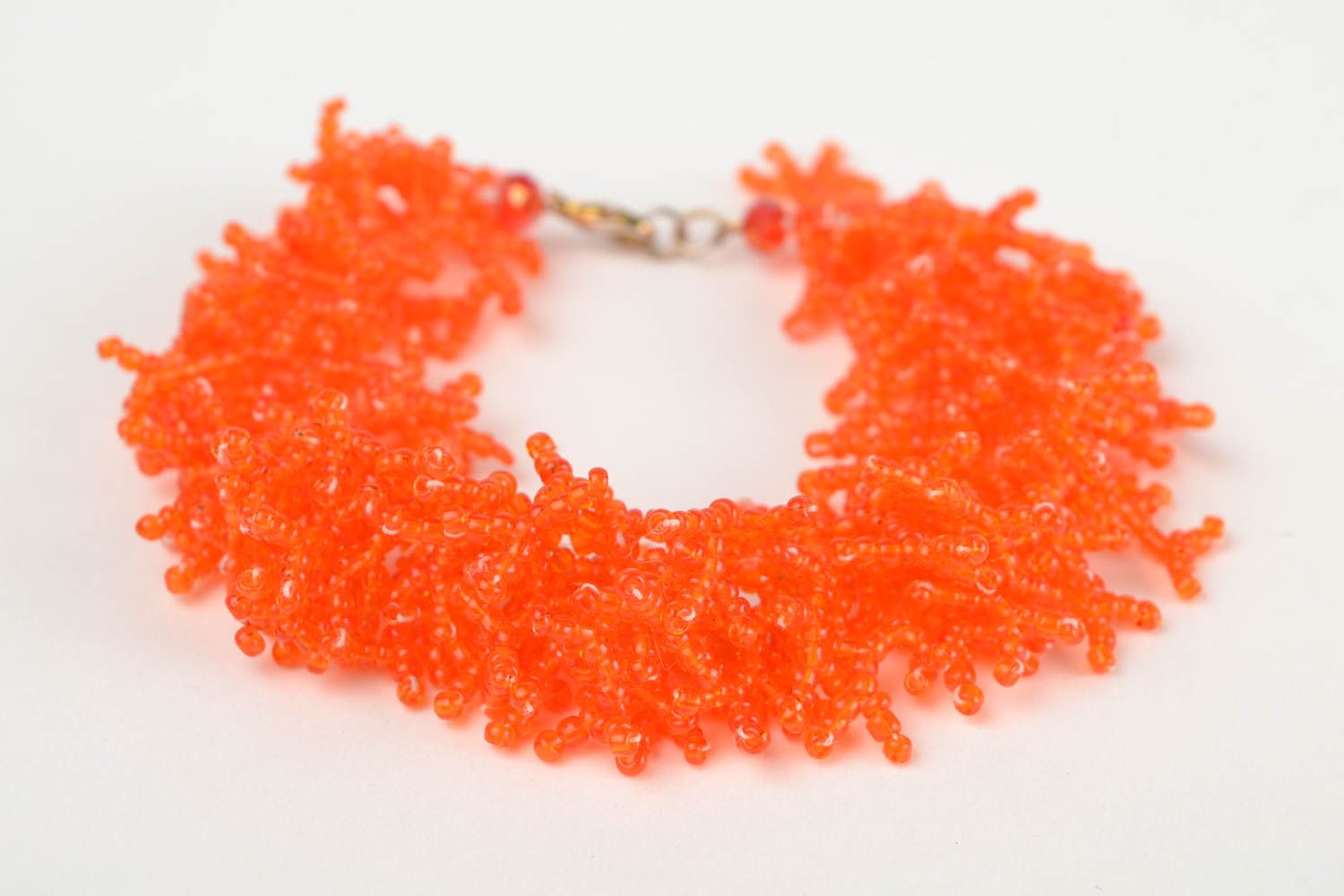 Bracelet tissé perles de rocaille Bijou fait main orange Cadeau femme original photo 3