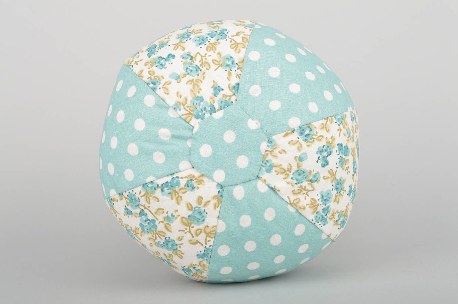 Blue soft handmade fabric toy ball for children handmade nursery decor ideas photo 2