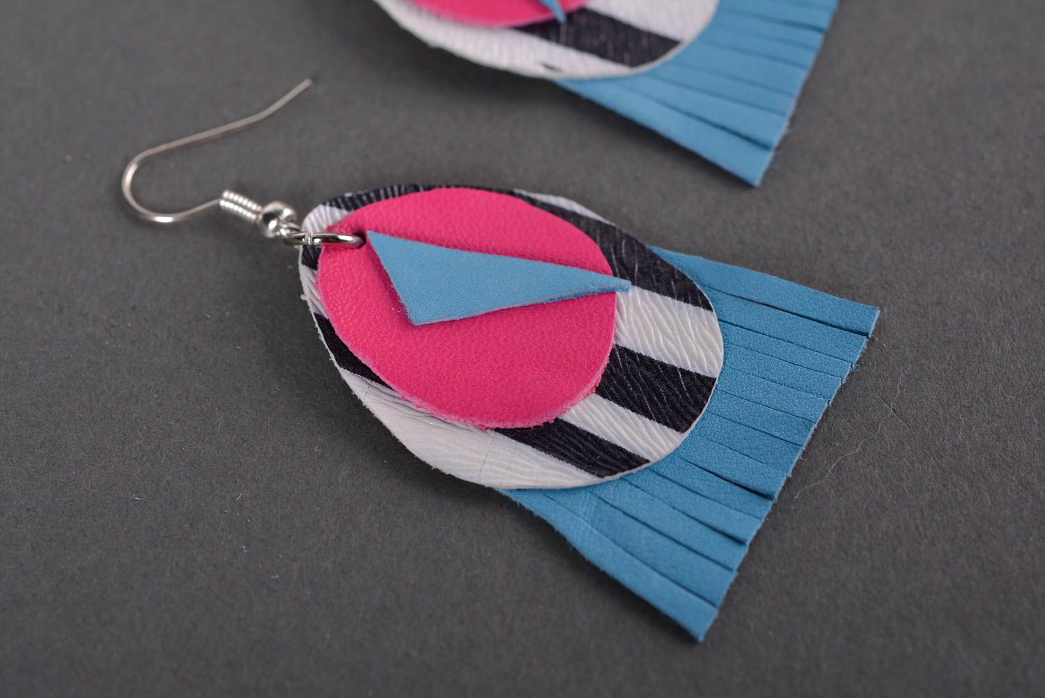 Unusual handmade leather earrings beautiful jewellery leather goods small gifts photo 2
