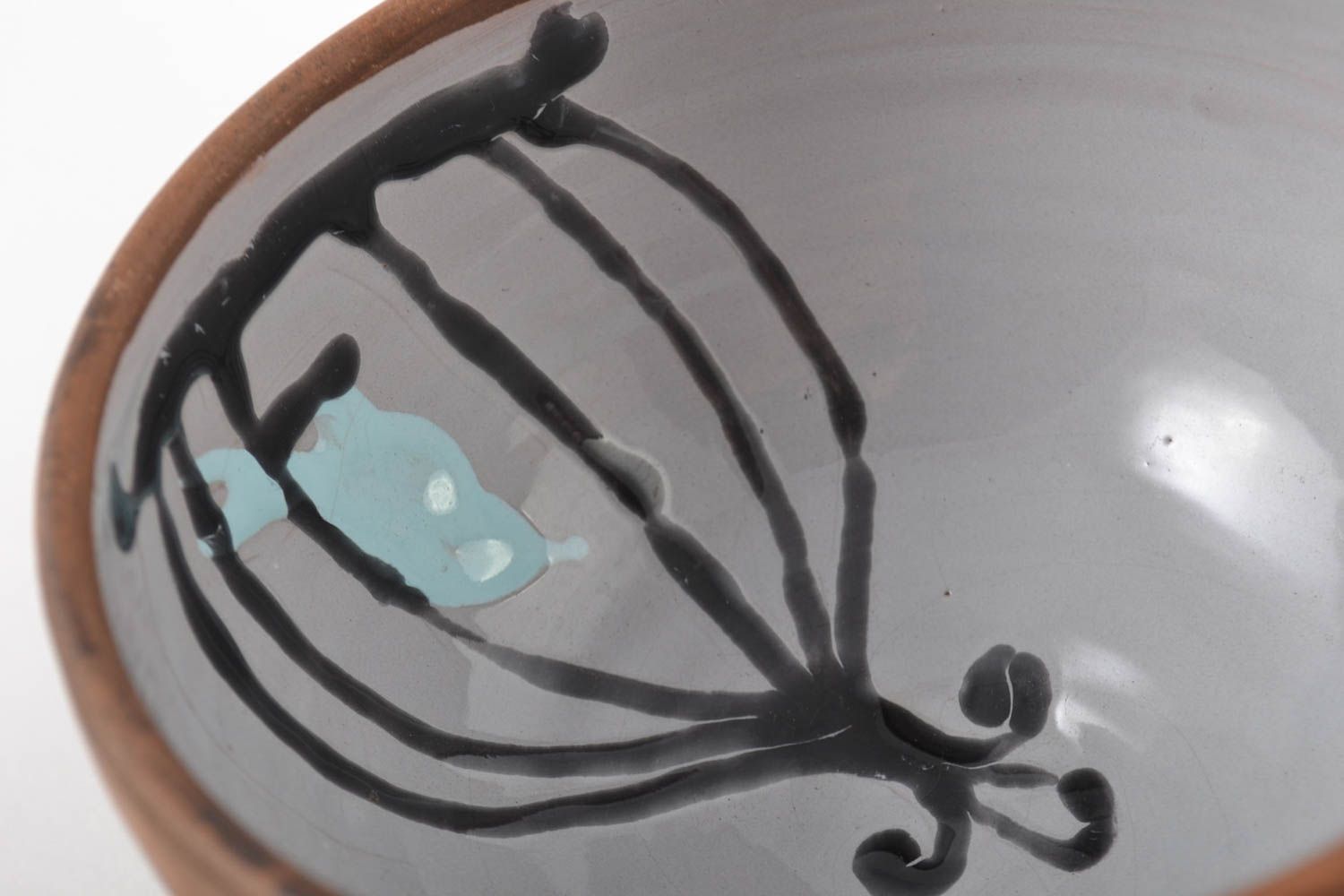 Schale aus Ton handgemachte Keramik 400 ml bemalt schön Geschenk für Frauen foto 4