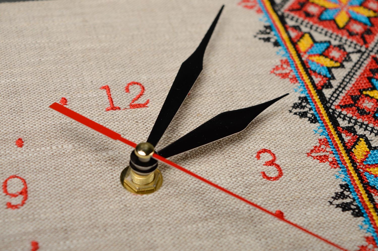 Handmade wall clock with embroidery photo 3