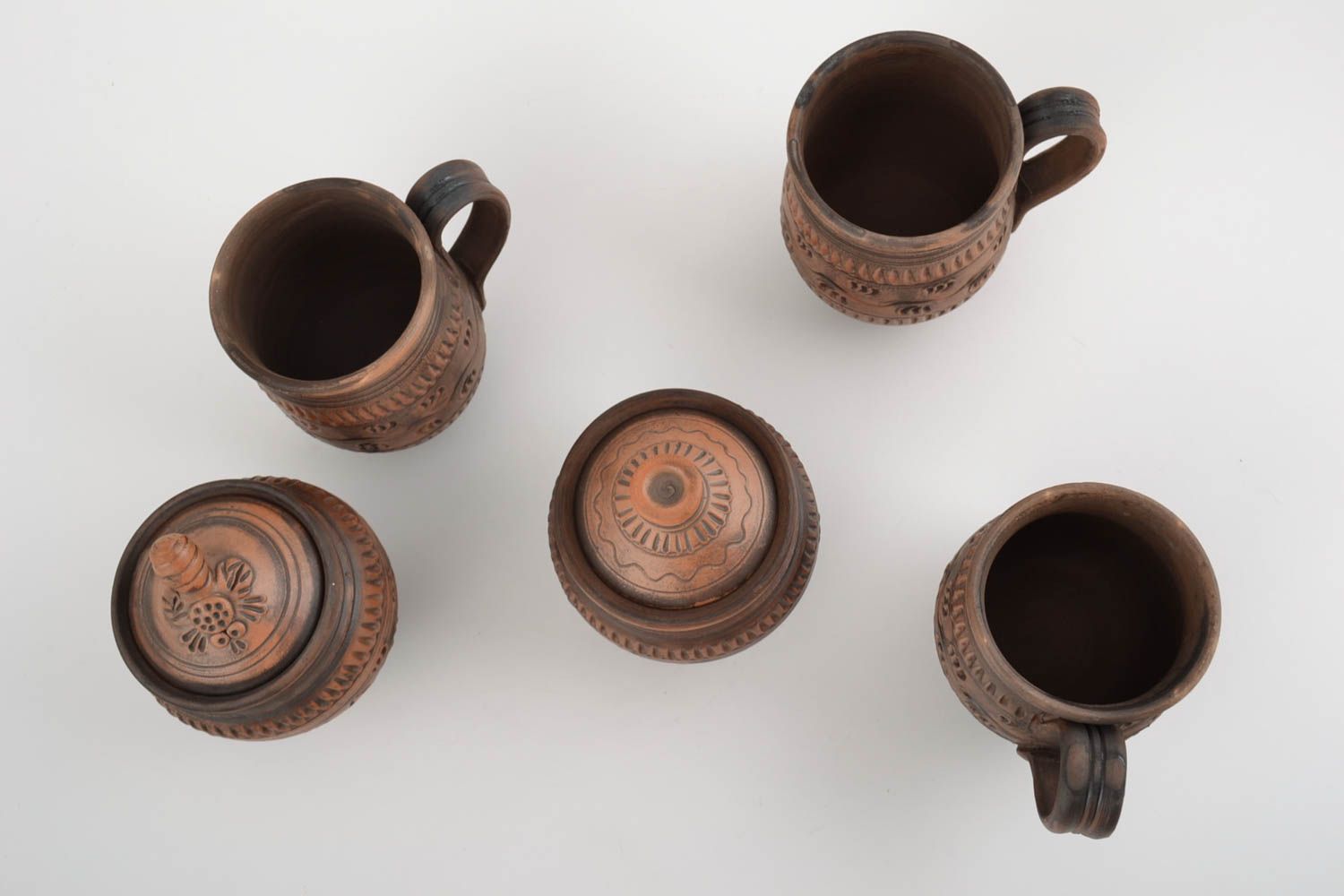 Beautiful handmade ceramic tableware set 5 pieces clay tea set ideas photo 3
