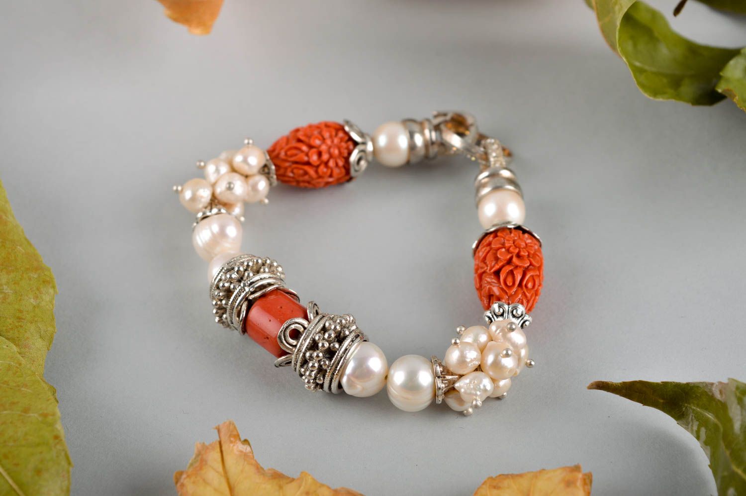 Bracciale di perle fatto a mano braccialetto originale da polso per donna
 foto 1