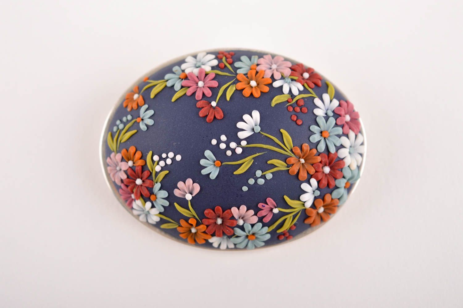 Handmade brooch made of polymer clay plastic jewelry fashion accessories photo 2