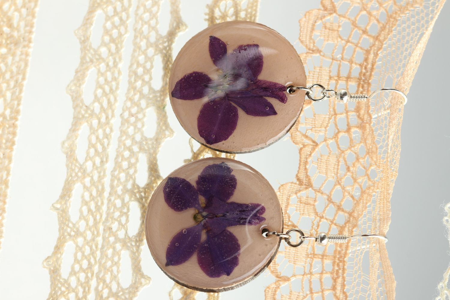 Botanic earrings handmade stylish long earrings designer earrings with flowers photo 1