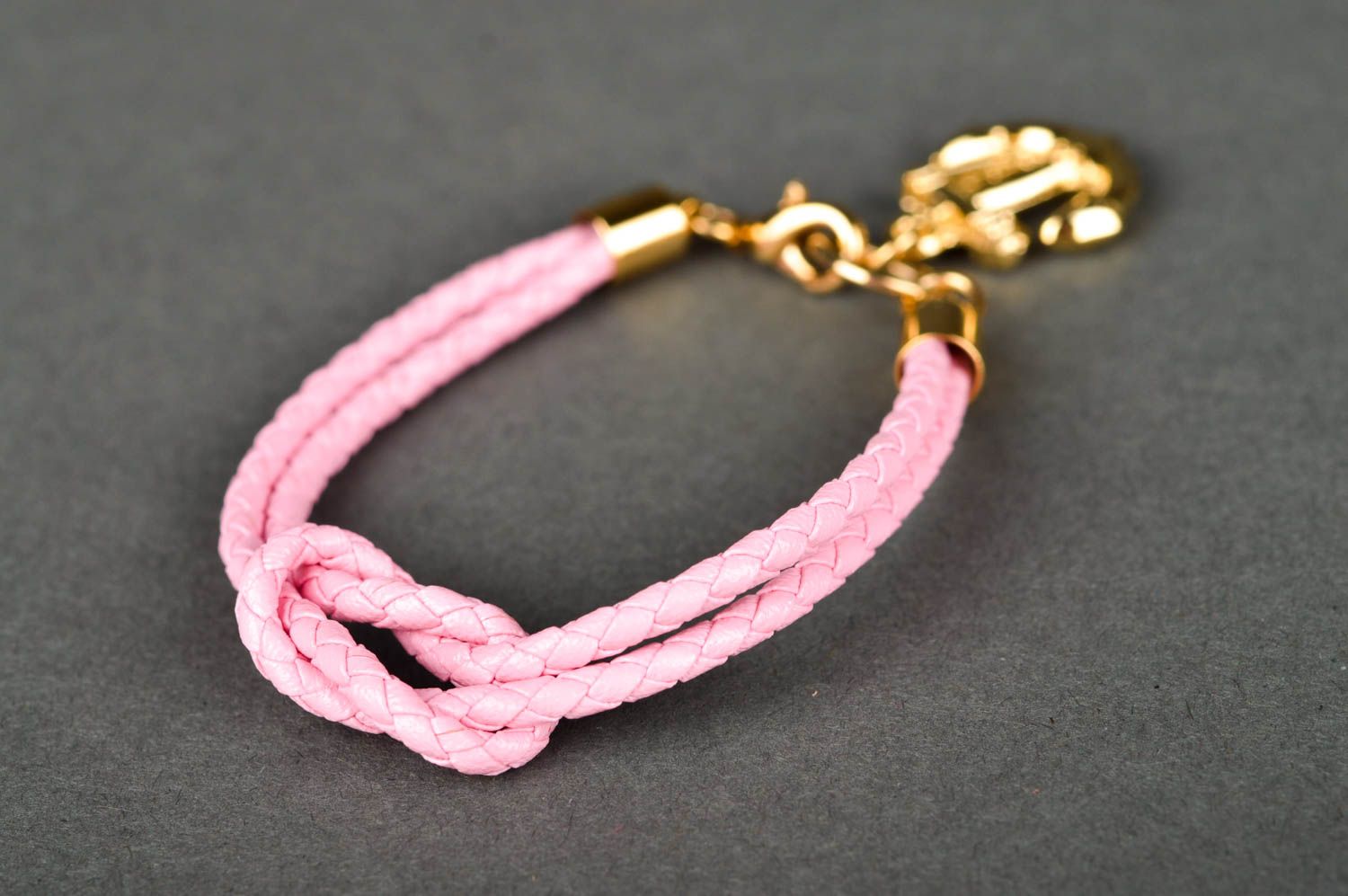 Bracelet tressé en cuir Bijou fait main rose-doré élégant Cadeau pour femme photo 2