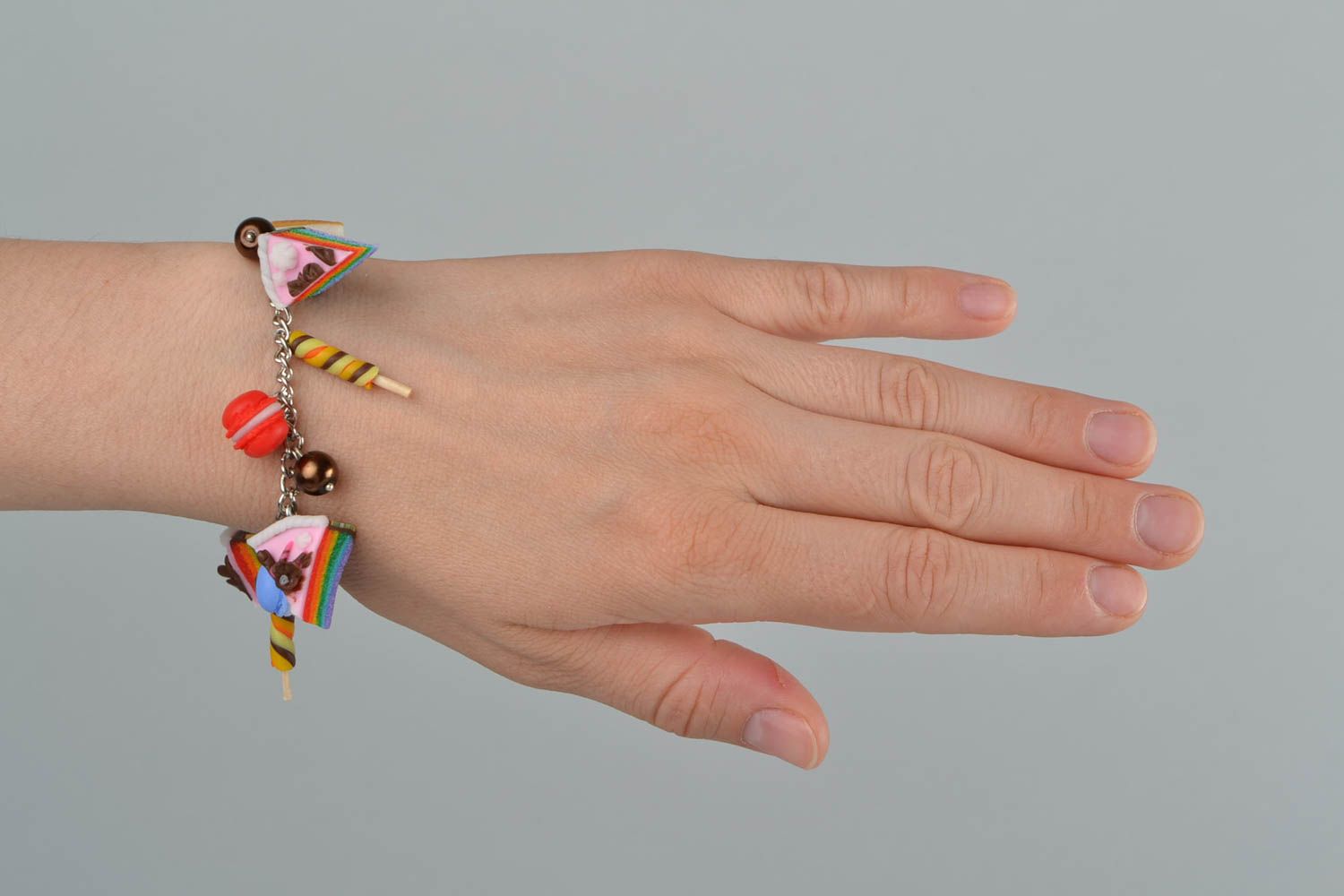 Grelles Süßigkeiten Armband aus Polymer Ton handmade Schmuck für Frauen foto 3