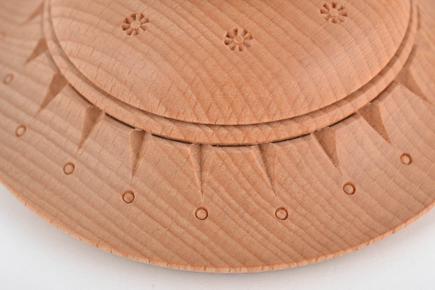 Handmade decorative carved wooden dry goods container with lid for 450 ml photo 4