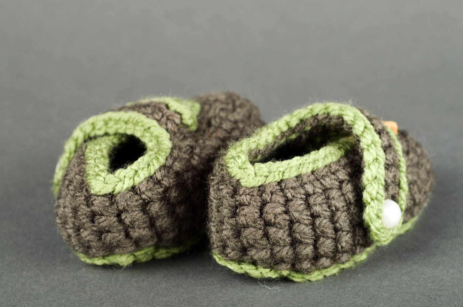 Zapatillas de bebé hechos a mano patucos tejidos regalo original grises foto 4