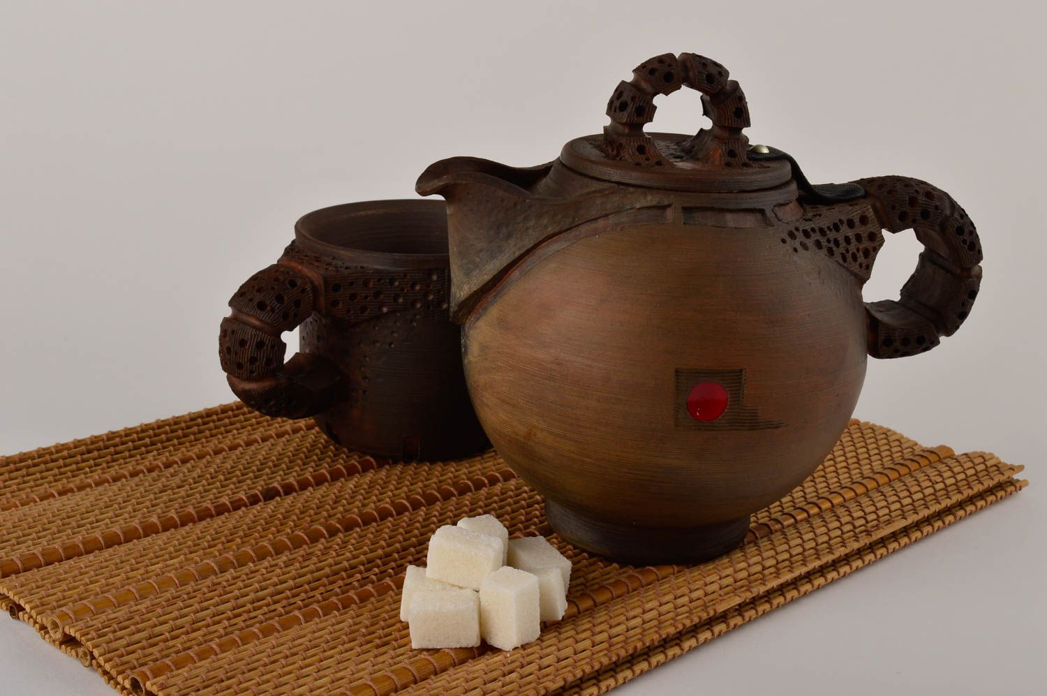 Handmade beautiful teapot unusual clay kitchenware designer ceramic teapot photo 1