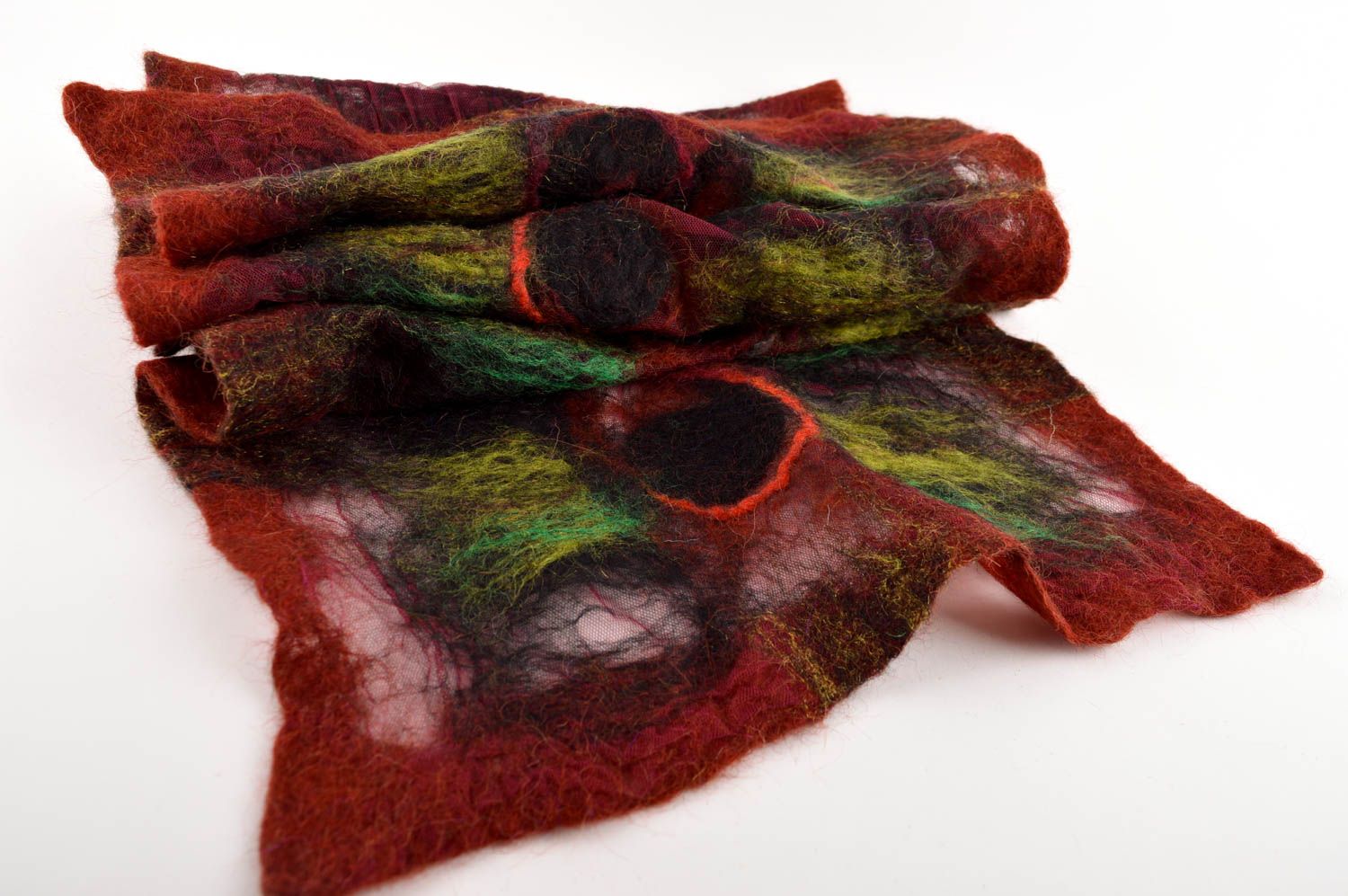 Шарф из шерсти теплый шарф ручной работы валяный шарф женский аксессуар фото 4