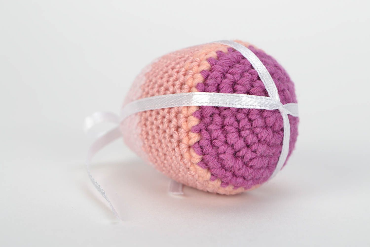 Handmade colorful soft Easter egg crocheted of cotton and wool photo 4
