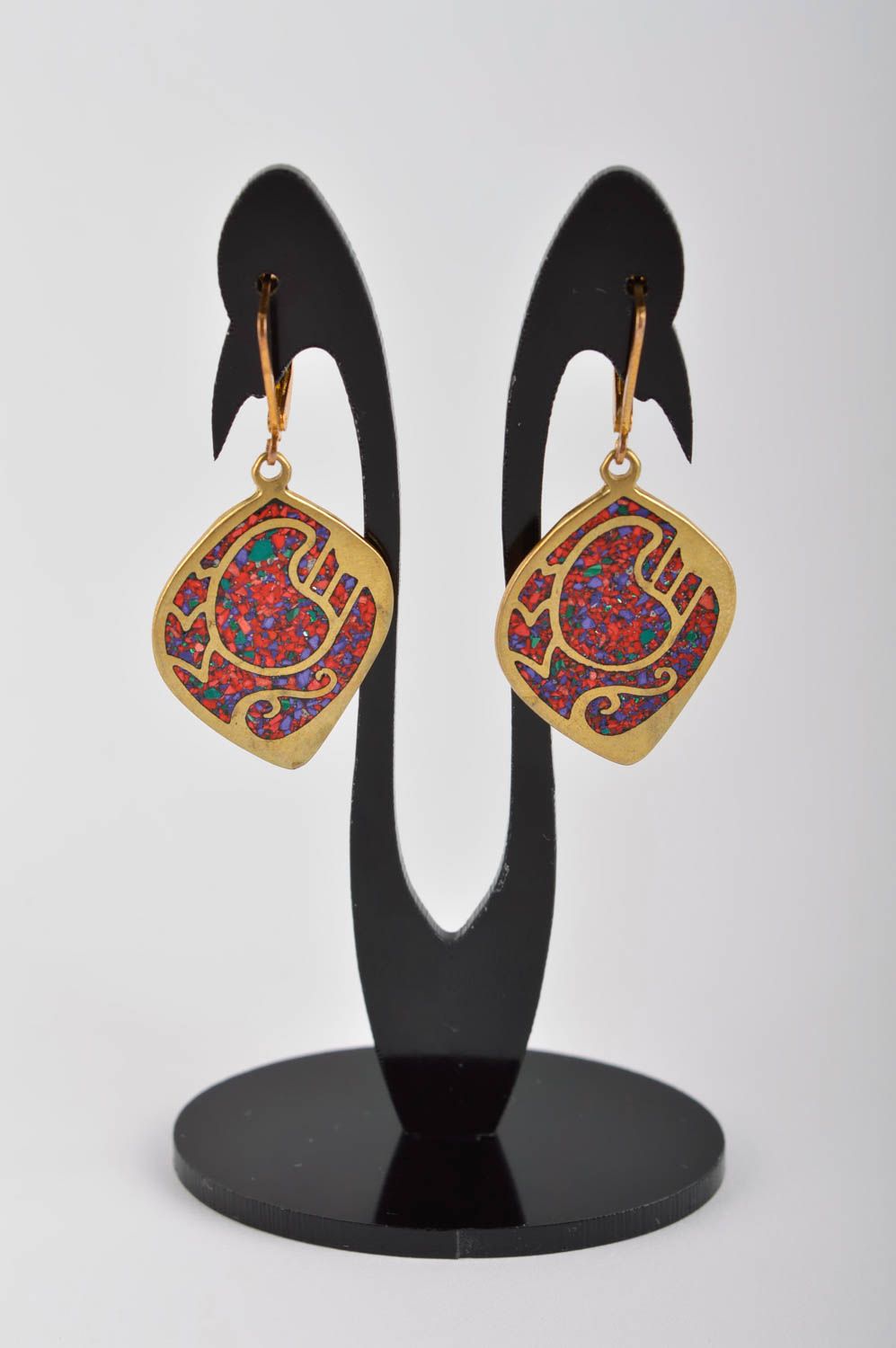 Ohrringe für Damen handgeschaffen Accessoire für Frauen Metall Ohrringe foto 2