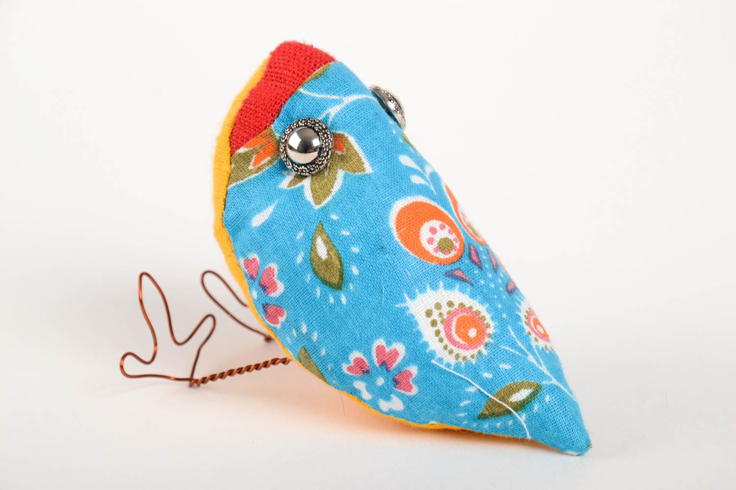 Handmade originelles Kuscheltier Vogel blau Stoff Spielzeug Geschenk für Kinder  foto 2
