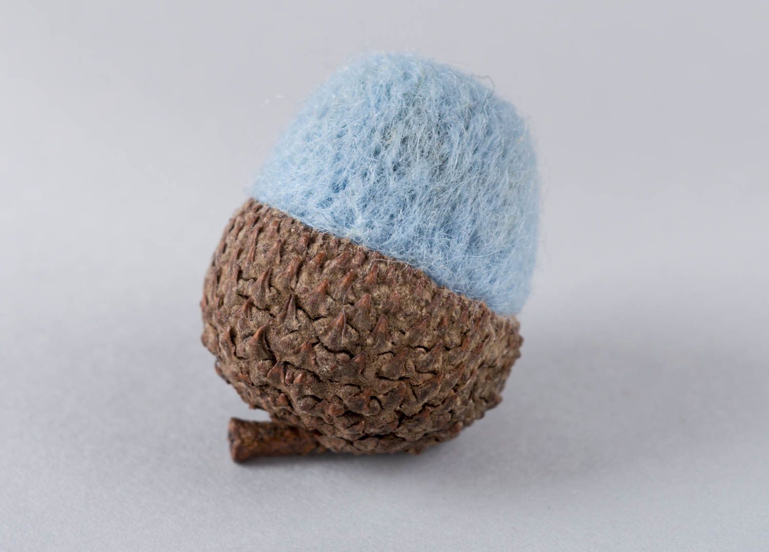 Designer handmade acorn figurine soft toy made of felted wool present for kids photo 5