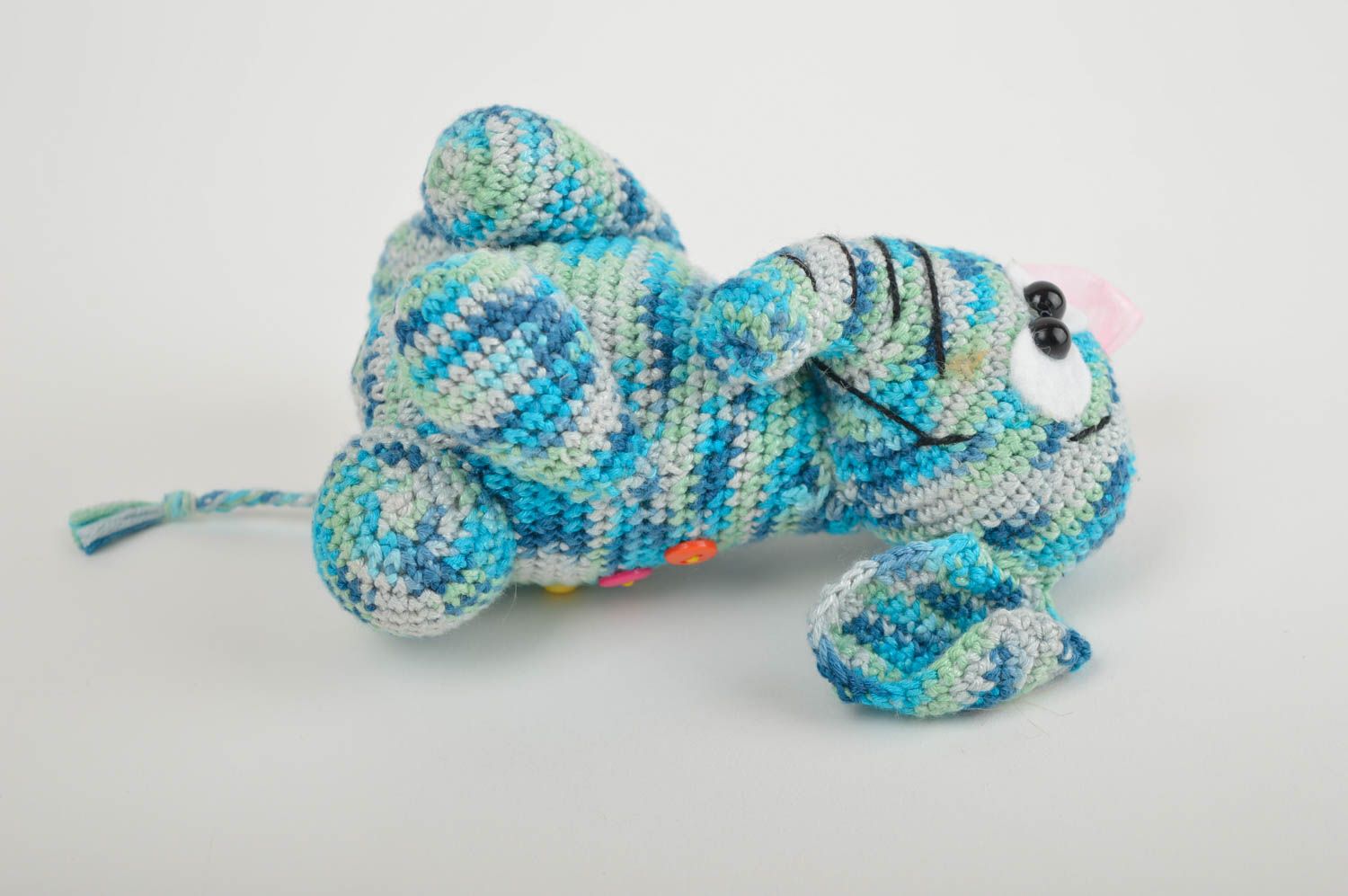 Jouet éléphant bleu Peluche faite main tricotée en acrylique Cadeau pour enfant photo 4