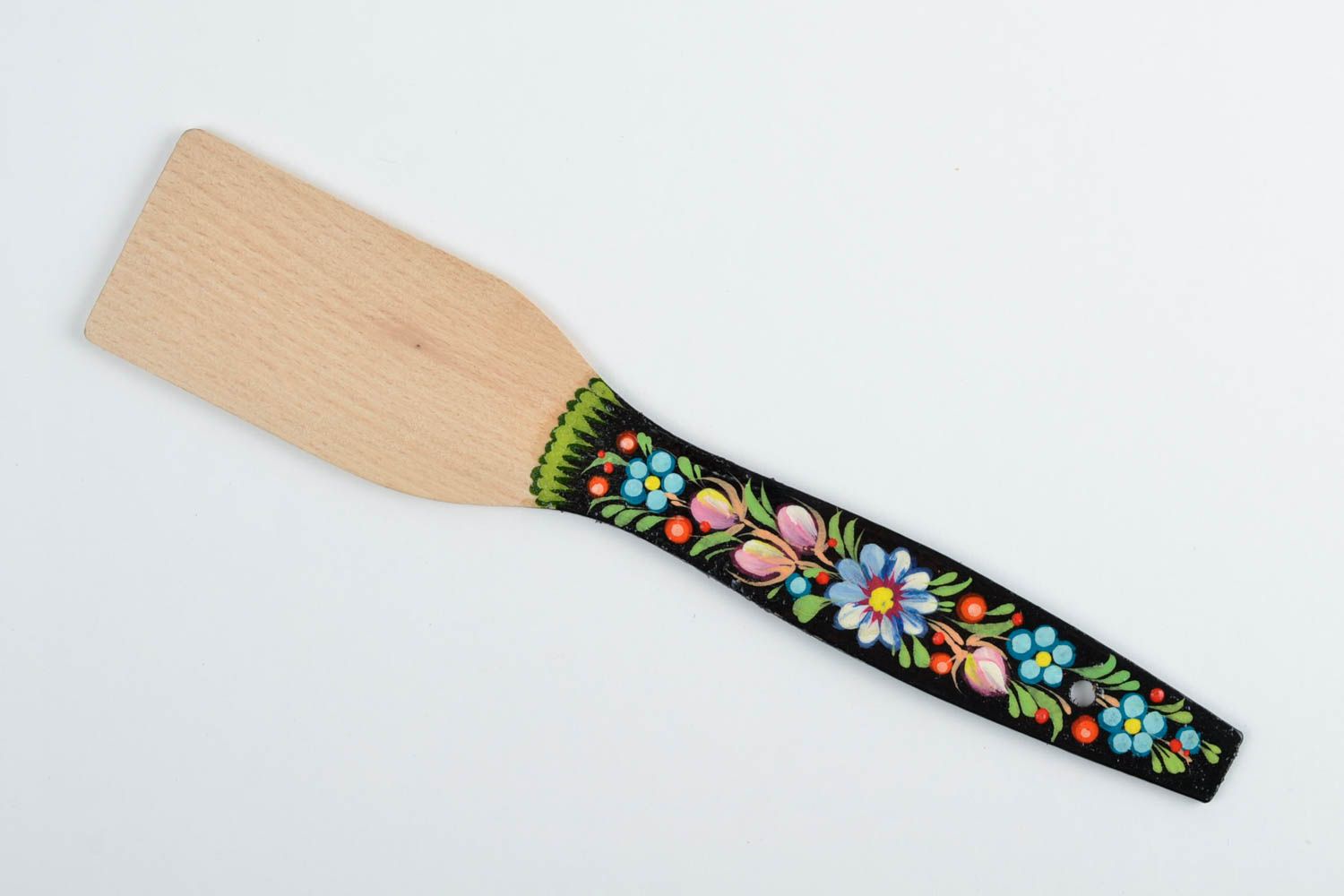 Handmade wooden spatula designer Petrykivka painting kitchen tool ethnic decor photo 3