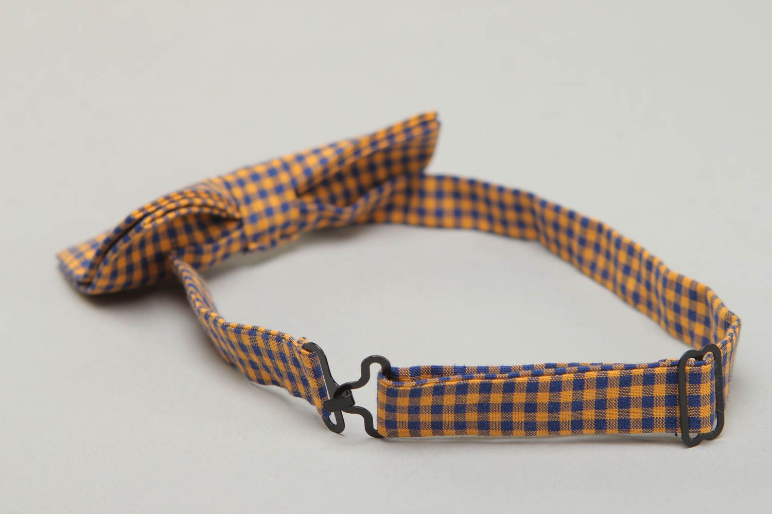Checkered cotton fabric bow tie photo 3