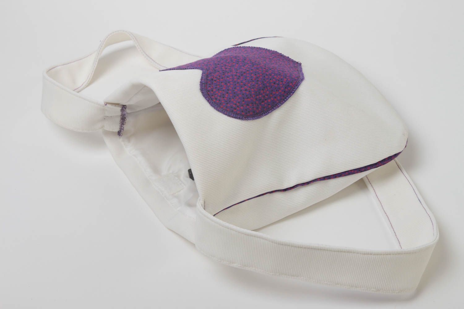 Handmade Damen Umhängetasche Tasche aus Stoff Designer Tasche Weiße Handtasche foto 3