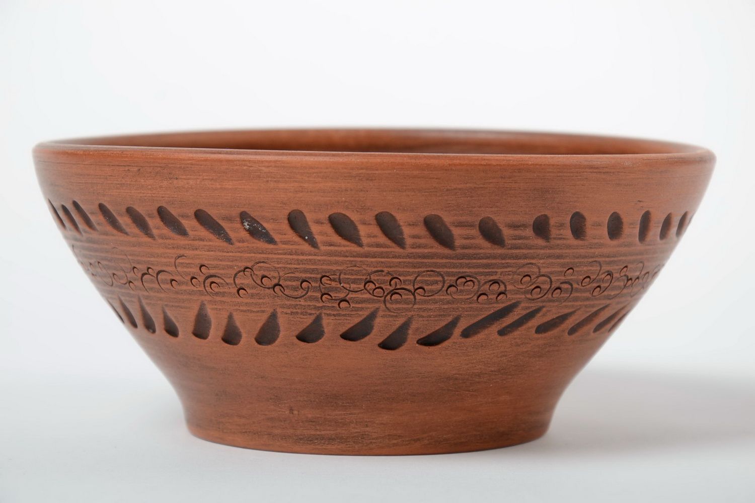 Beautiful handmade deep clay bowl with pattern 500 ml semi porcelain photo 2