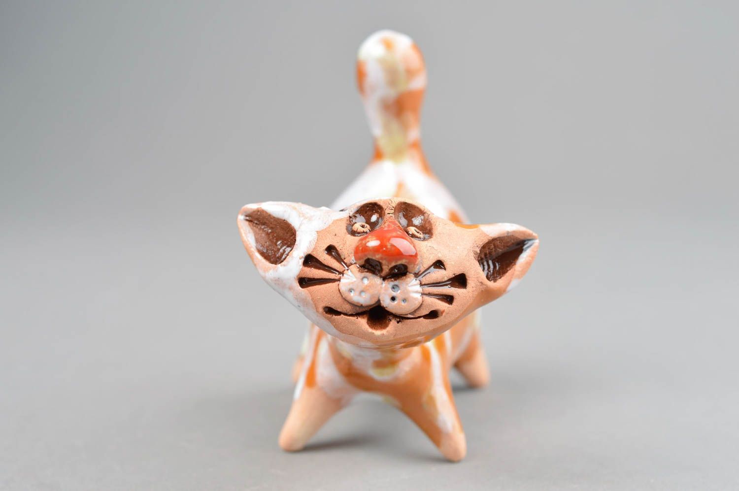 Handmade ceramic animals cat figurines coffee table decoration gifts for women photo 3