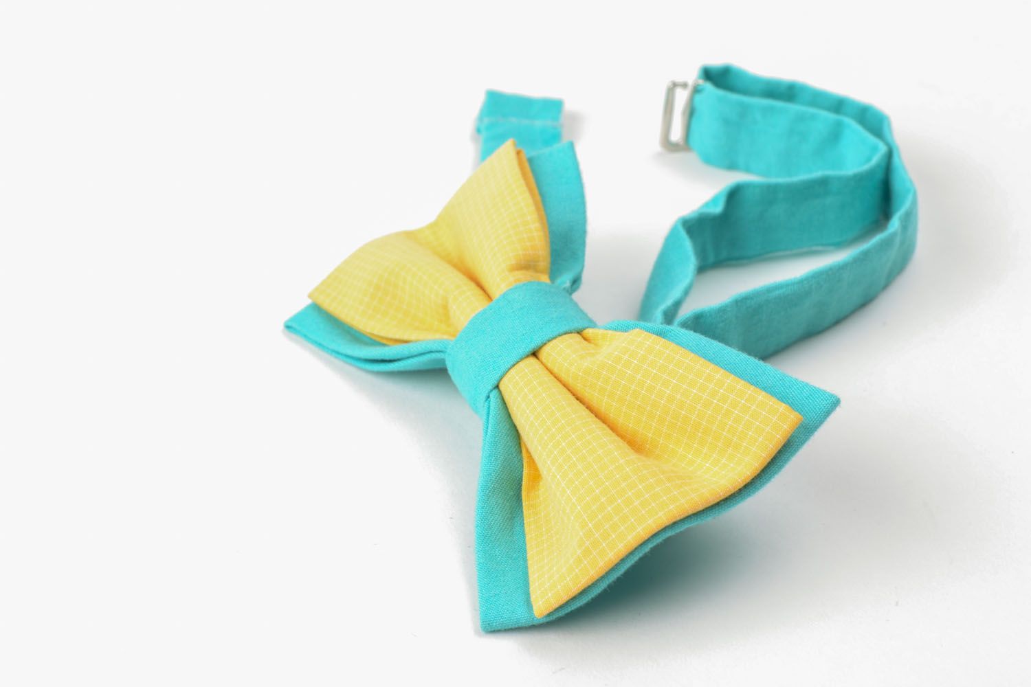 Желто-голубой галстук-бабочка фото 2