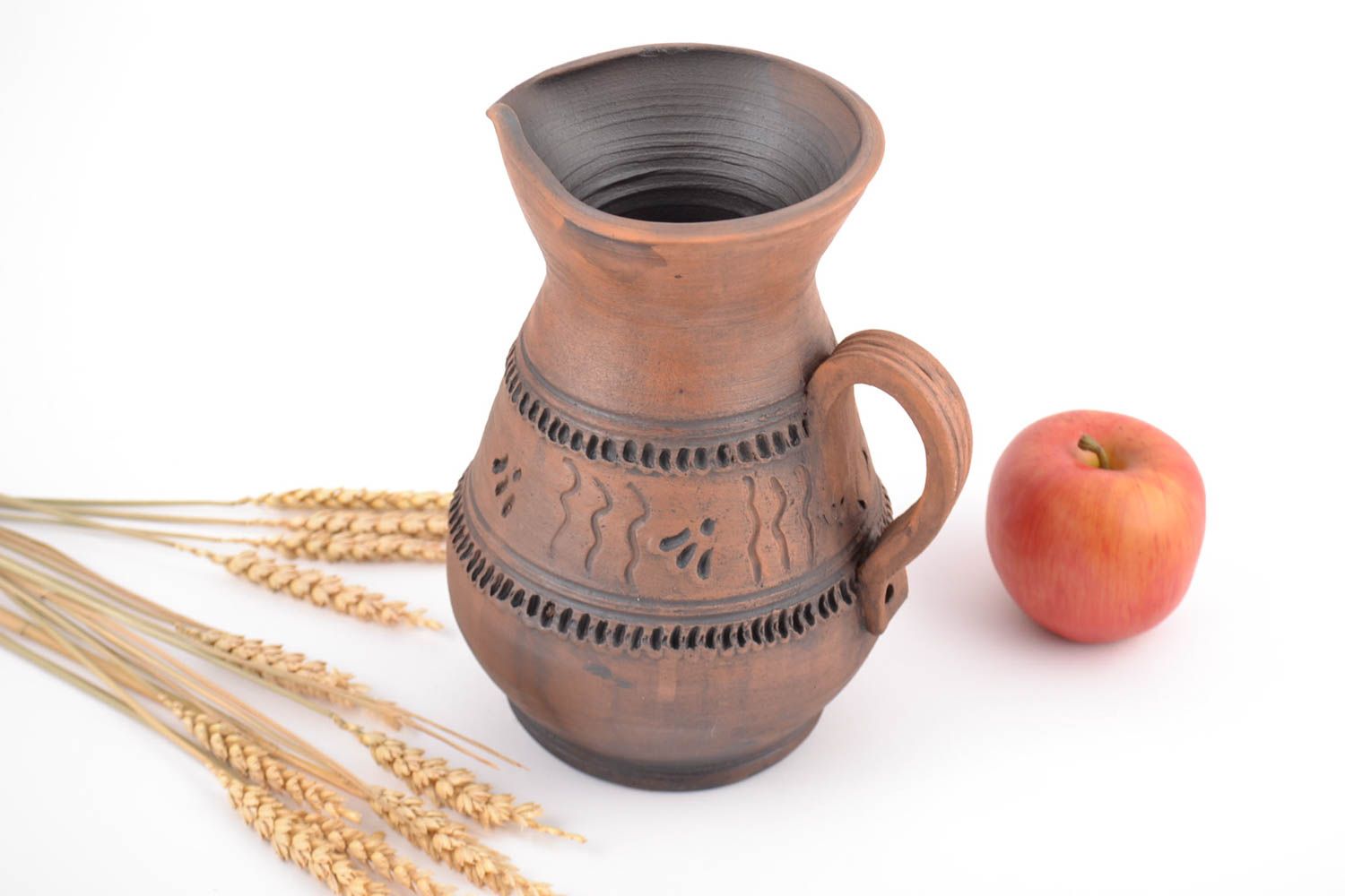 55 oz handmade ceramic juice pitcher with handle 2 lb photo 1