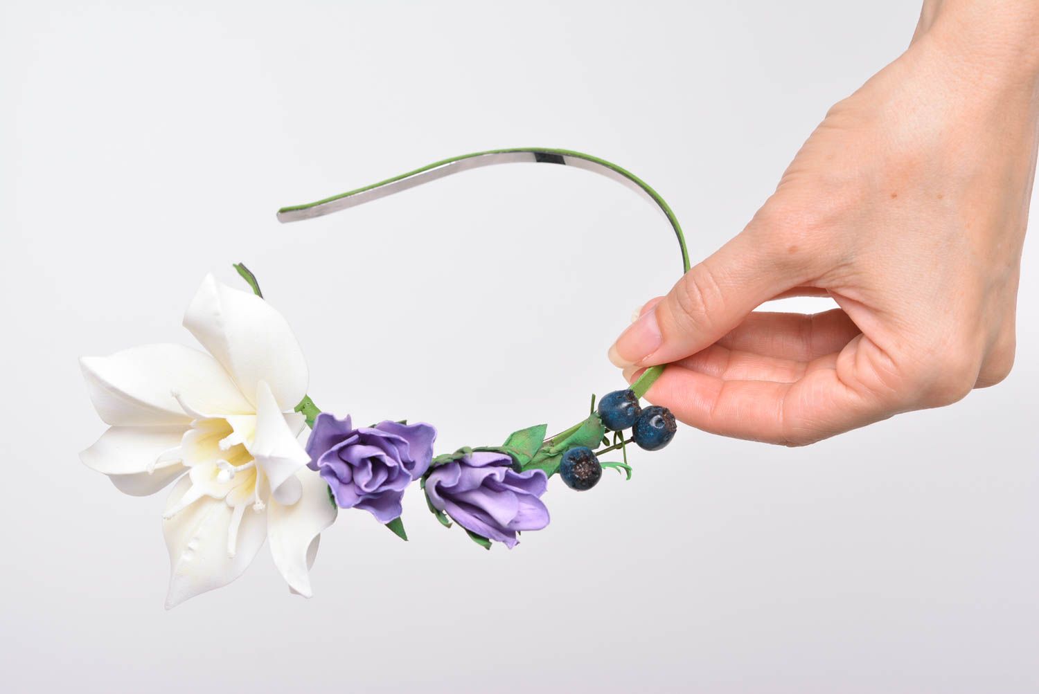 Handmade hair band flower hair band hair accessories with flowers for women photo 3