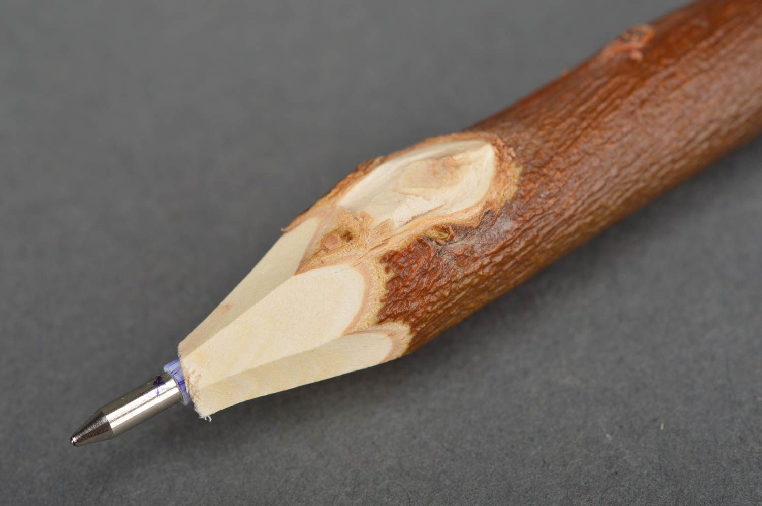 Beautiful cute designer unusual handmade pen made of wood in eco style photo 5