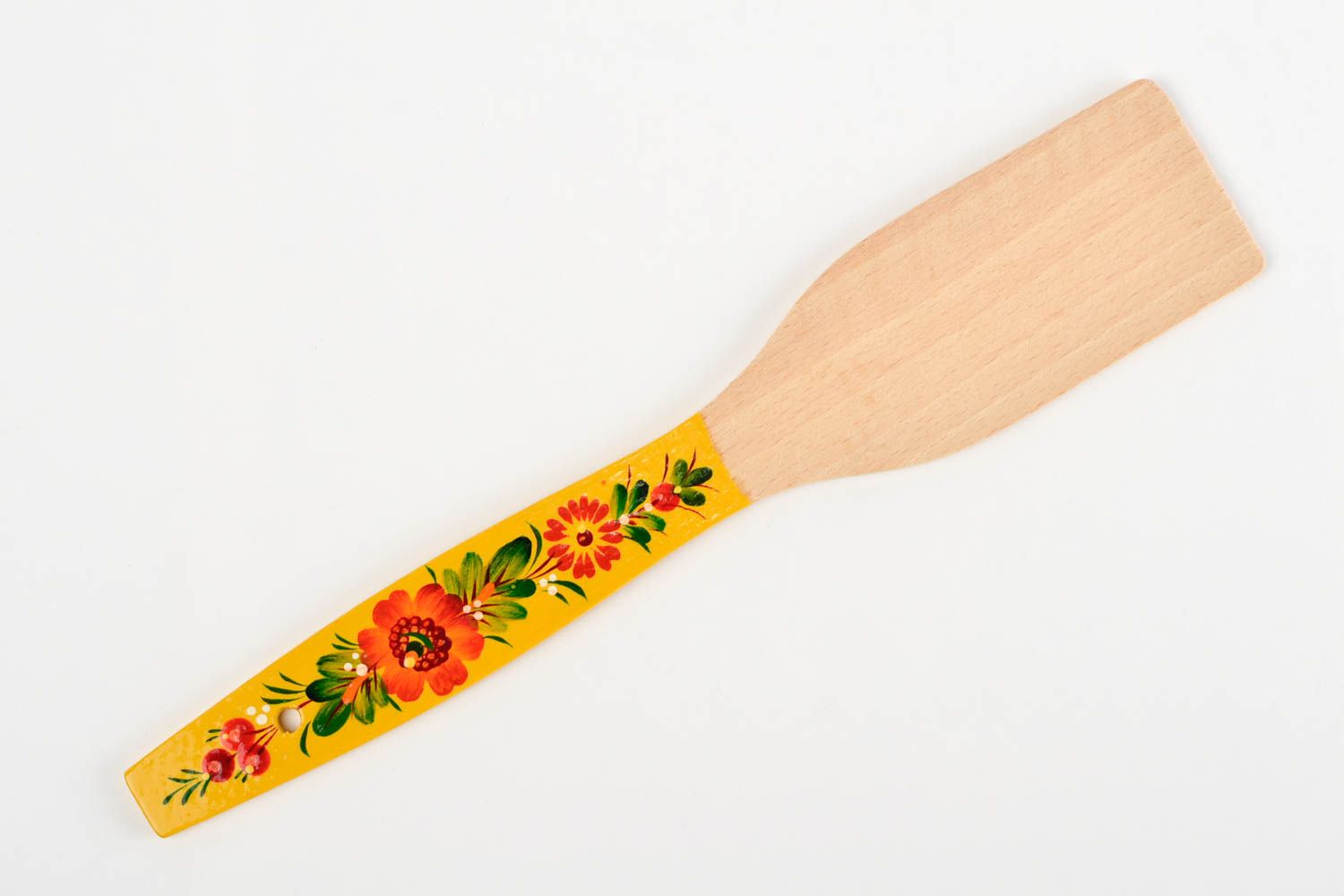Handmade beautiful spatula stylish wooden utensil painted kitchen accessory photo 3